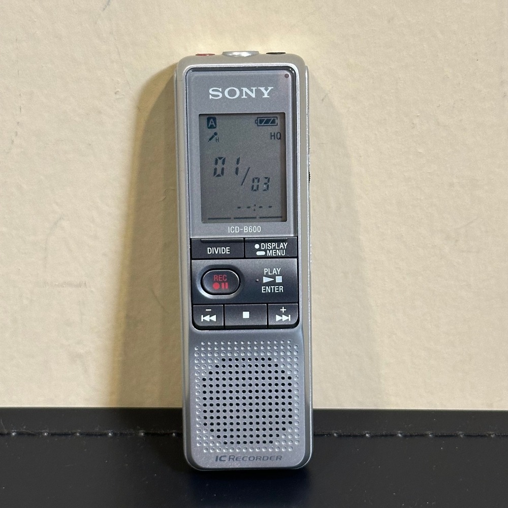 Sony ICD-B600 Digital IC Voice Recorder Silver Handheld Dictation Device